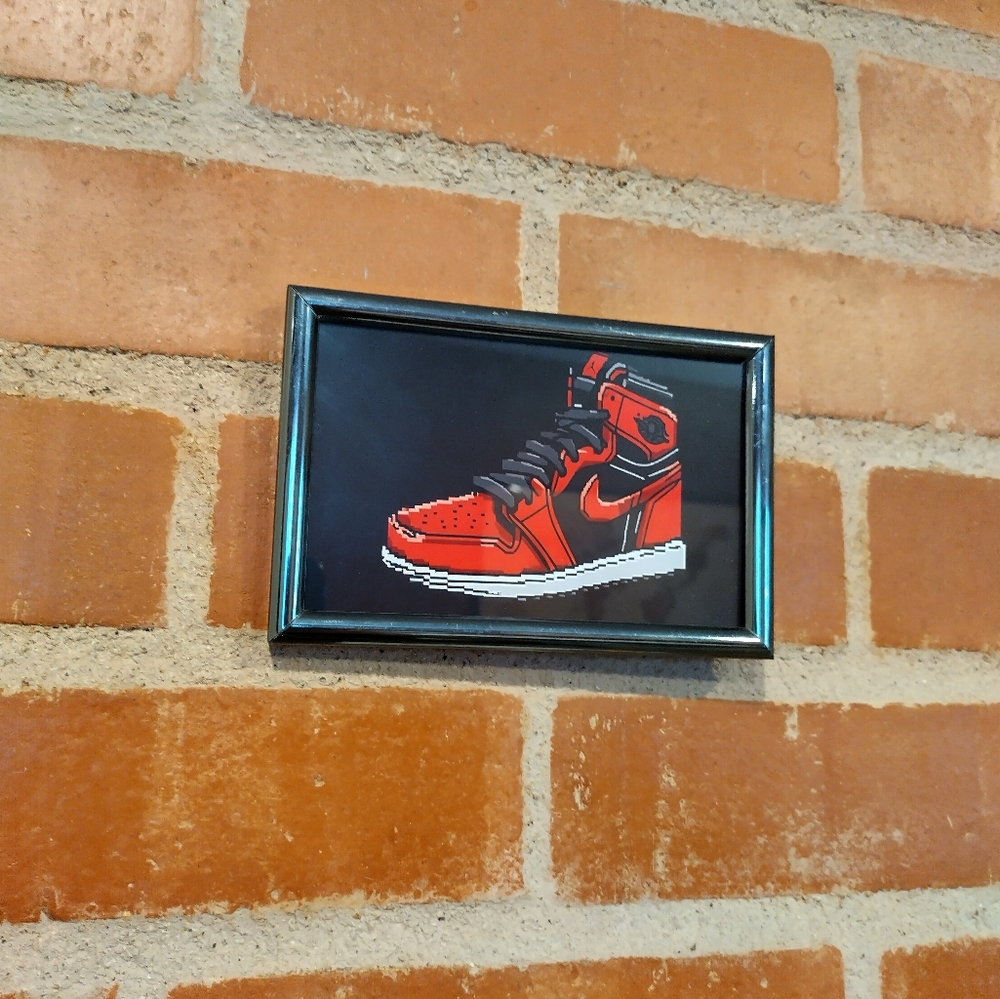 8 Bit Jordan 1 Framed Mini Art Print lo-fi Pixel Art By Neon Nicho